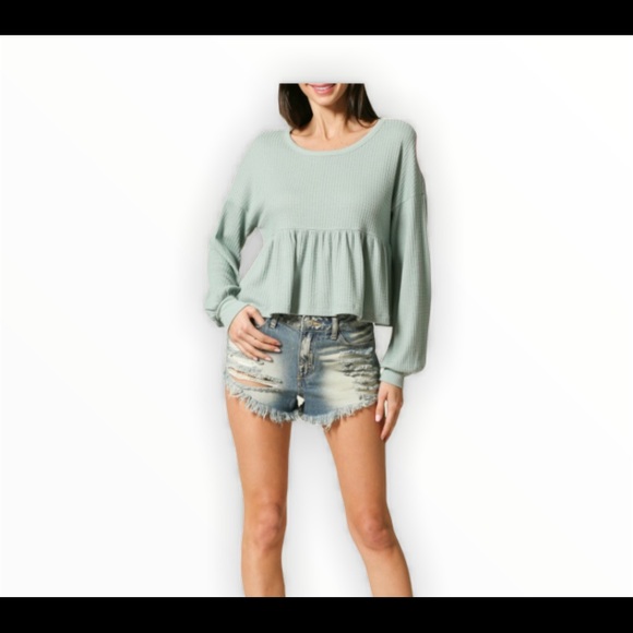 ILLA ILLA Knit Ruffle Top Sz M - Picture 3 of 5